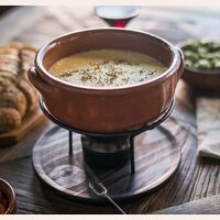 FONDUE SIMPLE CON HIERRO Y 6 PINCHOS CROMADOS