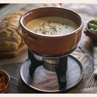 FONDUE COUNTRY CON ACERO INOX Y 6 PINCHOS CROMADOS