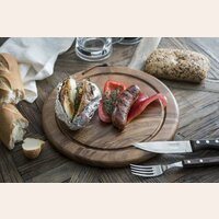 TABLA / PLATO DE ASADO DE MADERA CON CANALETA - 30 CM