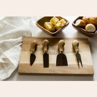 TABLA DE ACACIA Y 4 CUCHILLAS DE QUESO TAYLORS