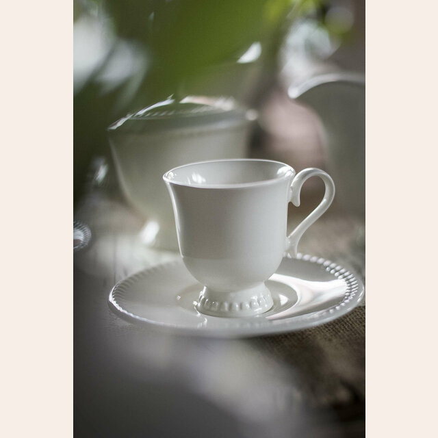 TAZA CAFE CON PLATO QUALITIER LUXE - BORDE PERLADO
