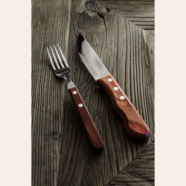 CUCHILLO DE CARNE TRAMONTINA JUMBO POLYWOOD - ROJIZO