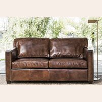 SILLON DE CUERO ITALIANO ENVEJECIDO - 2 CUERPOS