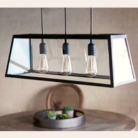 LAMPARA DE TECHO - HIERRO Y VIDRIO - 3 LUCES