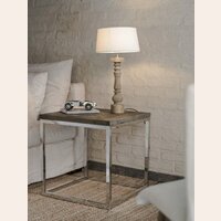 MESA DE COSTADO - OLMO Y ACERO