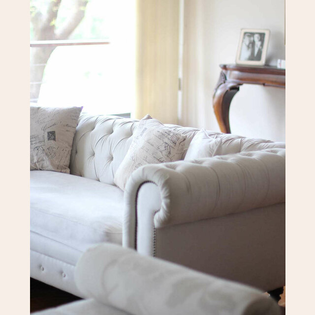 SILLON CHESTERFIELD - LINO ANTIMANCHAS - 2 CUERPOS