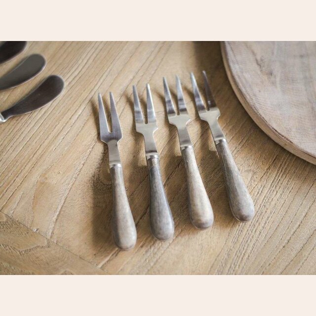 SET 4 TENEDORES DE COPETIN - MADERA 