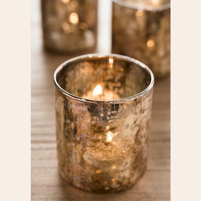 CANDELABRO DE VIDRIO BRONZE - 8 x 9 cms