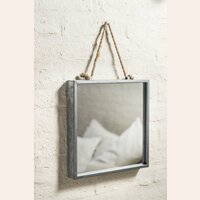 ESPEJO PLATEADO CON CUERDA - 30 X 30 CMS