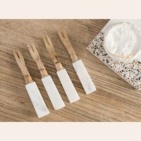SET 4 TENEDORES DE COPETIN - MARMOL Y MADERA