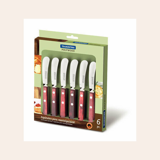JUEGO 6 ESPATULAS MANTEQUILLA POLYWOOD - ROJO