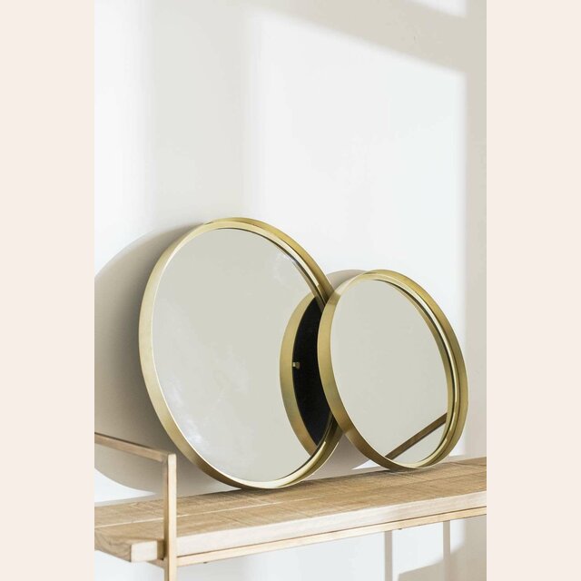 ESPEJO REDONDO DORADO - 50 CMS