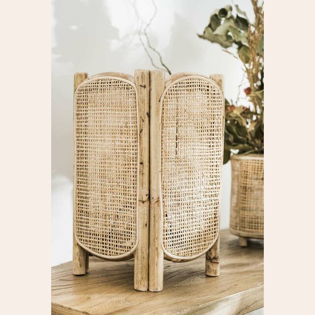 LAMPARA DE MESA BALI - BAMBOO Y RATTAN - 20 X 20 X 35 CMS