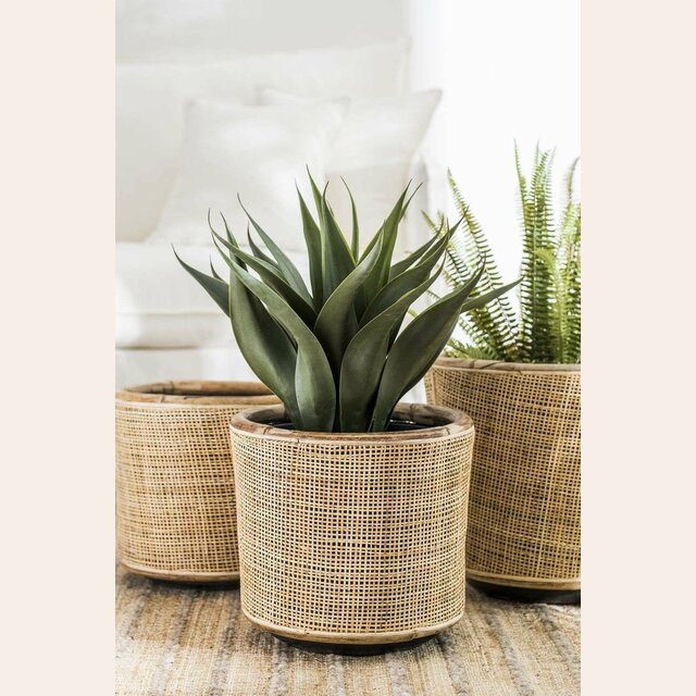 MACETERO DE RATTAN - NATURAL - 32 X 29 CMS