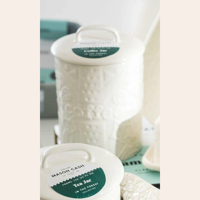 POTICHE DE CERAMICA CON TAPA MASON CASH - CAFE - CREMA - 700 ML
