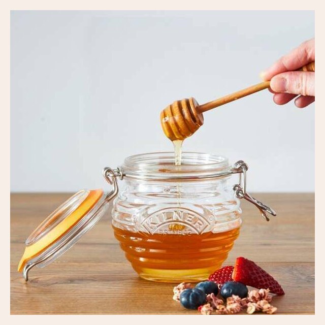 FRASCO DE VIDRIO CON SERVIDOR DE MIEL KILNER
