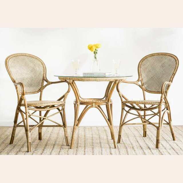 MESA DE BAMBOO Y VIDRIO - SIKA DESIGN - 80 CMS