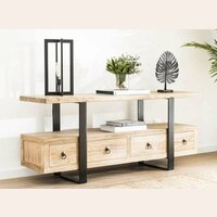 MUEBLE PARA TV - OLMO MACIZO Y HIERRO