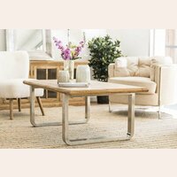 MESA LIVING DE OLMO Y PATA DE ACERO - 1.30 X 0.70 MTS