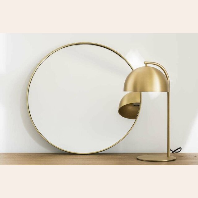 ESPEJO REDONDO DE HIERRO - DORADO - 55 CMS