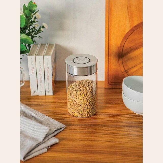 FRASCO DE VIDRIO TRAMONTINA - TAPA DE ACERO - 1L