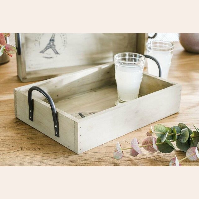 BANDEJA DE MADERA PARIS CON ASAS - 38 X 26 CM