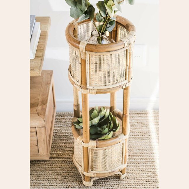 MACETERO PARA 2 PLANTAS - BAMBOO Y RATTAN