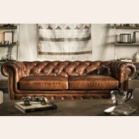 SILLON CHESTERFIELD DE CUERO ITALIANO - 3 CUERPOS