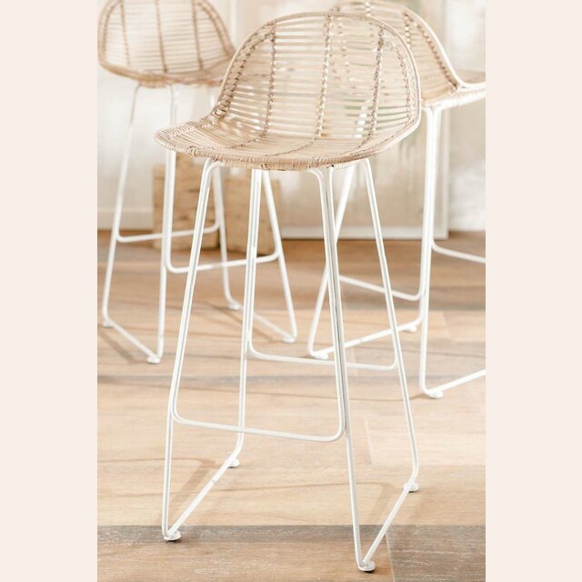 SILLA DE BAR EGG - FIBRAS WHITE
