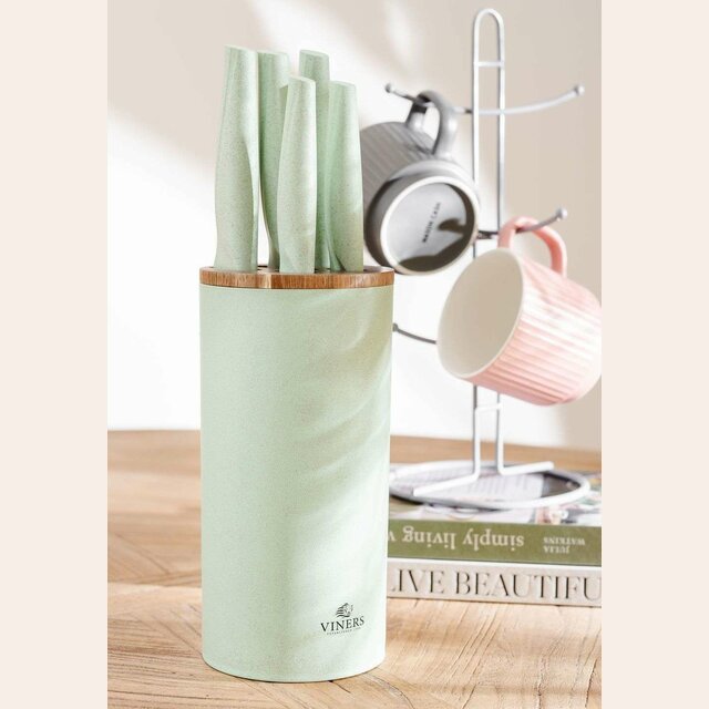 TACO 5 CUCHILLAS DE ACERO INOX - VINERS ORGANIC - VERDE PASTEL