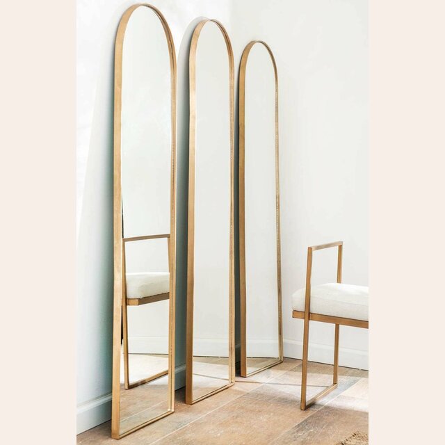 ESPEJO ARCO DE HIERRO DORADO - 1.45 X 0.40 MTS