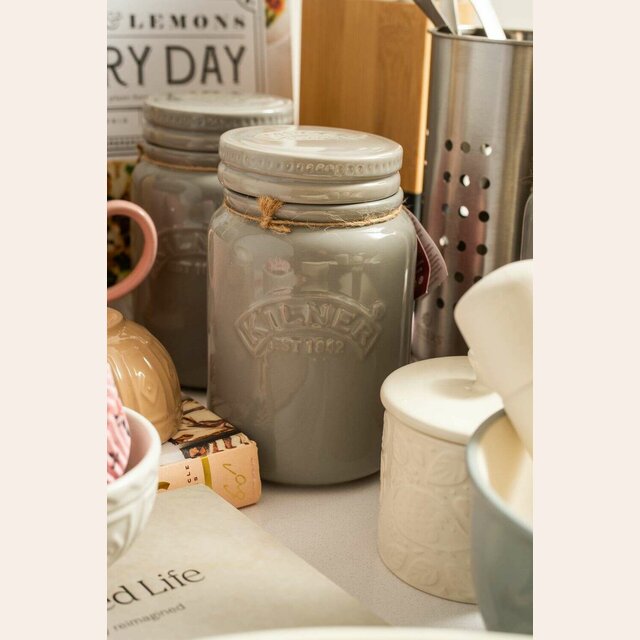 FRASCO DE CERAMICA HERMETICO KILNER - GRIS - 600 ML