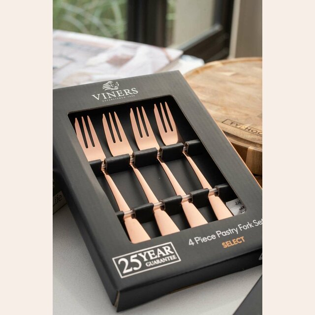 SET 4 TENEDORES ACERO INOX - VINERS - ROSE GOLD