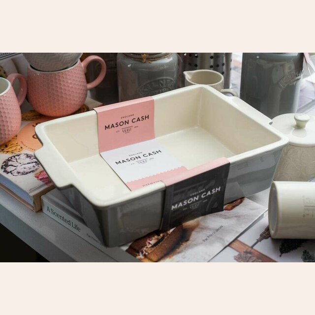 FUENTE DE CERAMICA CON ASAS MASON CASH - CREMA - 31.5 CMS