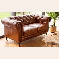 SILLON CHESTERFIELD DE CUERO ITALIANO - 2 CUERPOS