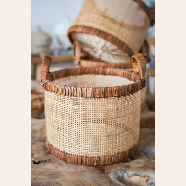 CESTO / MACETERO NOMA - BAMBOO Y RATTAN - 27 X 20 CMS
