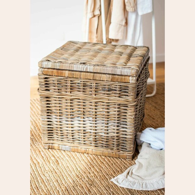 BAUL DE FIBRAS GREY CON TAPA - 50 X 50 CMS