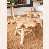 MESA RODAJA DE TRONCO - TEKA MACIZA - 71 X 39 CMS