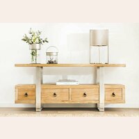 MUEBLE PARA TV - OLMO MACIZO Y ACERO