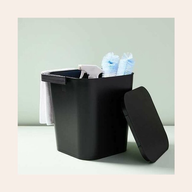 RECIPIENTE ORGANIZADOR CON TAPA Y ASA YAMAZAKI - NEGRO