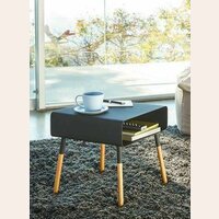 MESA AUXILIAR CON ESTANTE YAMAZAKI - METAL NEGRO Y MADERA