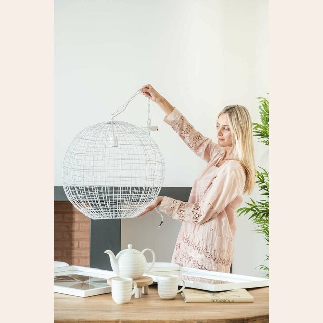 LAMPARA DE TECHO GLOBO WHITE - 55 CMS