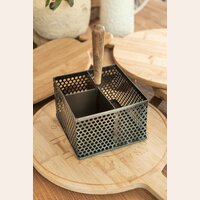 PORTA CUBIERTOS O CONDIMENTOS - METAL Y MADERA