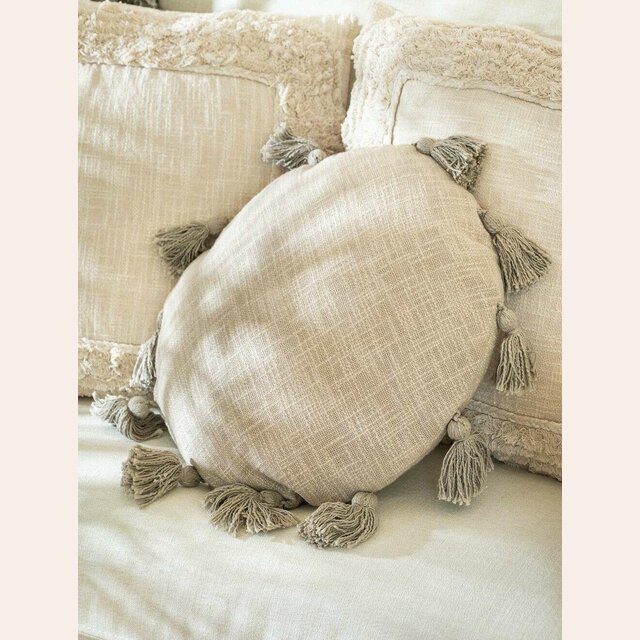 ALMOHADON 100% ALGODON REDONDO - CRUDO - 45 CMS