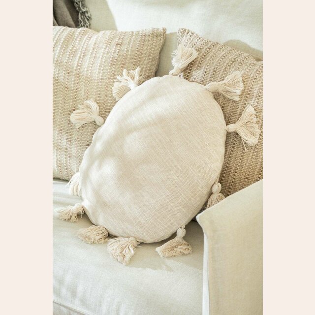 ALMOHADON 100% ALGODON REDONDO - NATURAL - 45 CMS