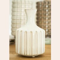 BOTELLA DE CERAMICA FACETADA OFF WHITE - ALTURA 16 CMS