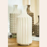 BOTELLA DE CERAMICA FACETADA OFF WHITE - ALTURA 26 CMS