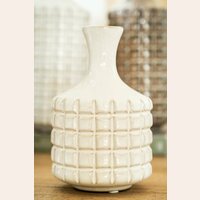BOTELLA DE CERAMICA CUADRILLE OFF WHITE - ALTURA 16 CMS