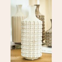 BOTELLA DE CERAMICA CUADRILLE OFF WHITE - ALTURA 26 CMS