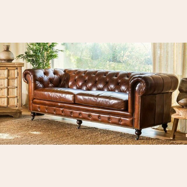 SILLON CHESTERFIELD CUERO ITALIANO - 3 CUERPOS